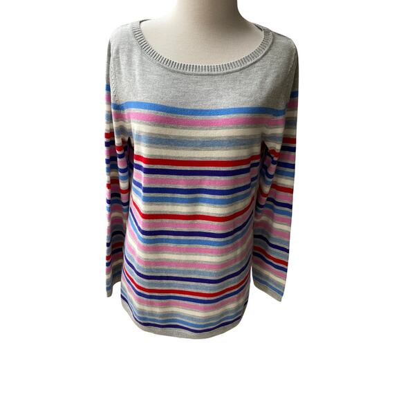 Talbots Gray Multi-Color Striped Sweater Size M - Picture 1 of 7